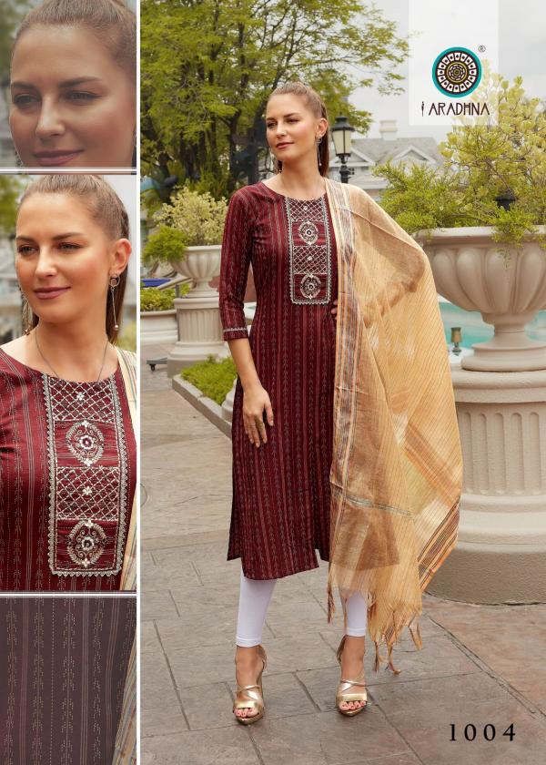 Aradhna Pearl 1 Fancy Wear Cotton Kurti With Dupatta Collection